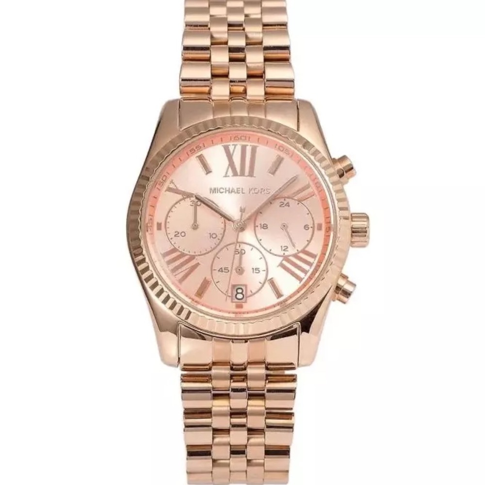 Michael Kors Rose Gold Chronograph Watch with Roman Numerals Lexington MK5569